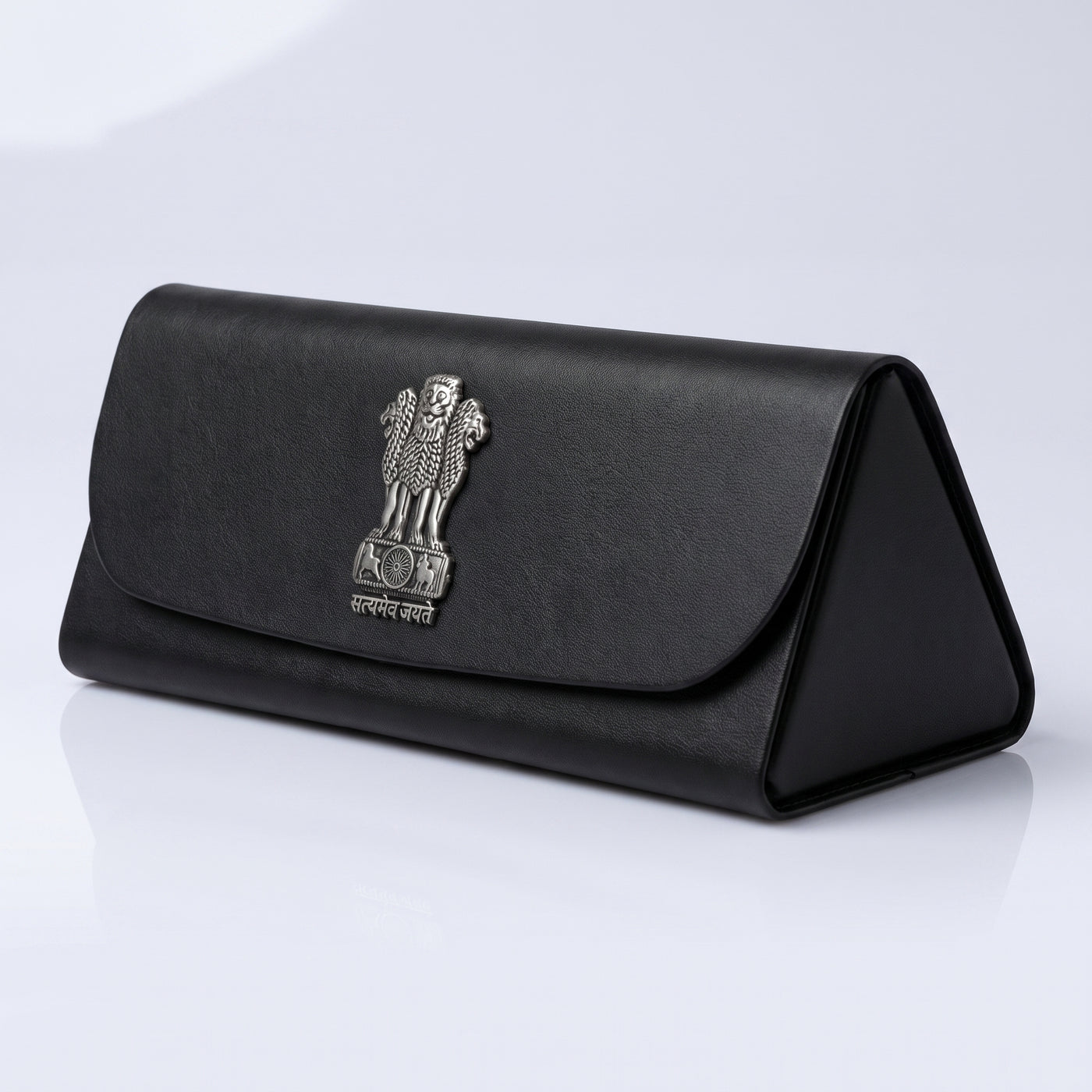 Premium Soft Leather Eyewear / Sunglasses Case With 3D Metal Emblem