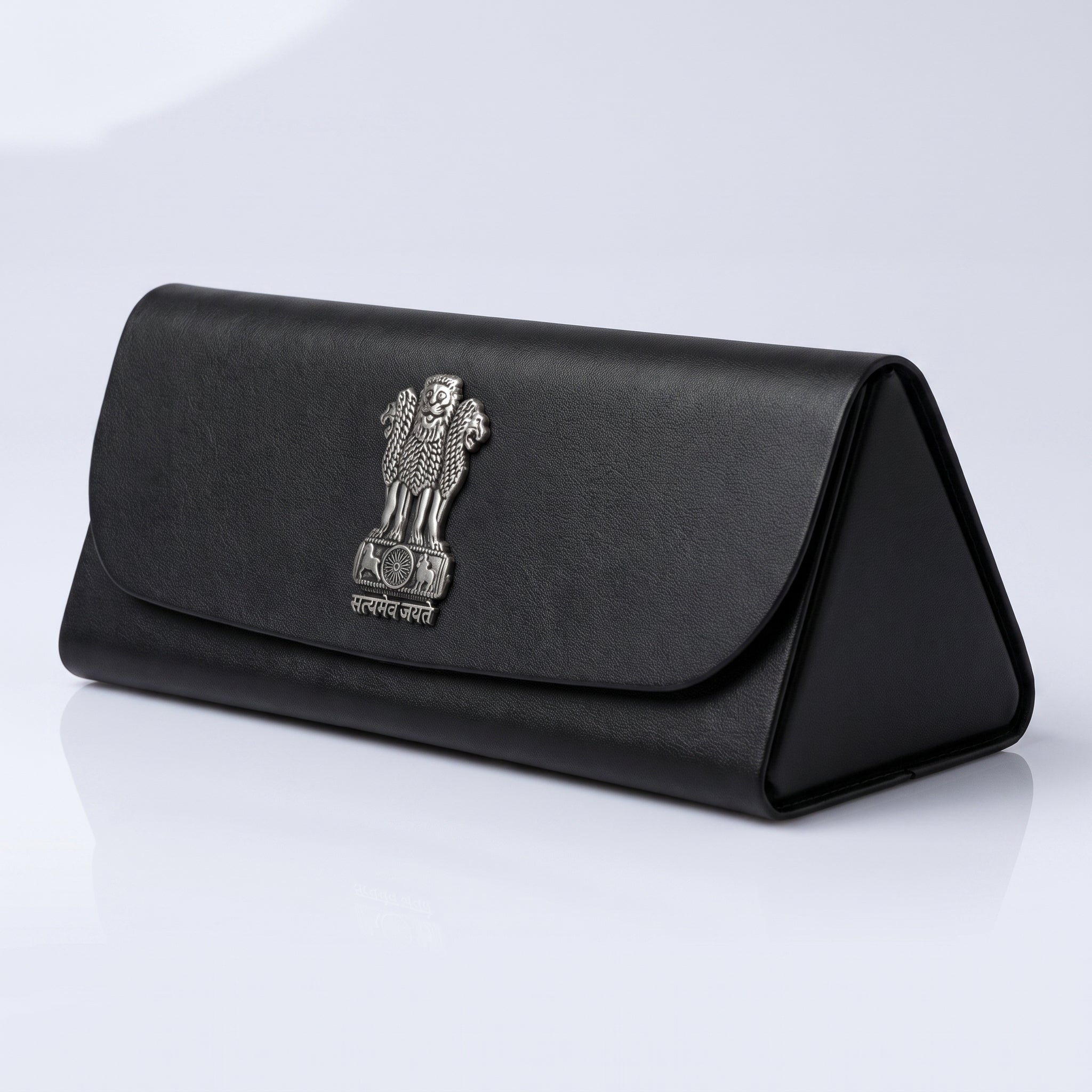 Premium Soft Leather Eyewear / Sunglasses Case With 3D Metal Emblem