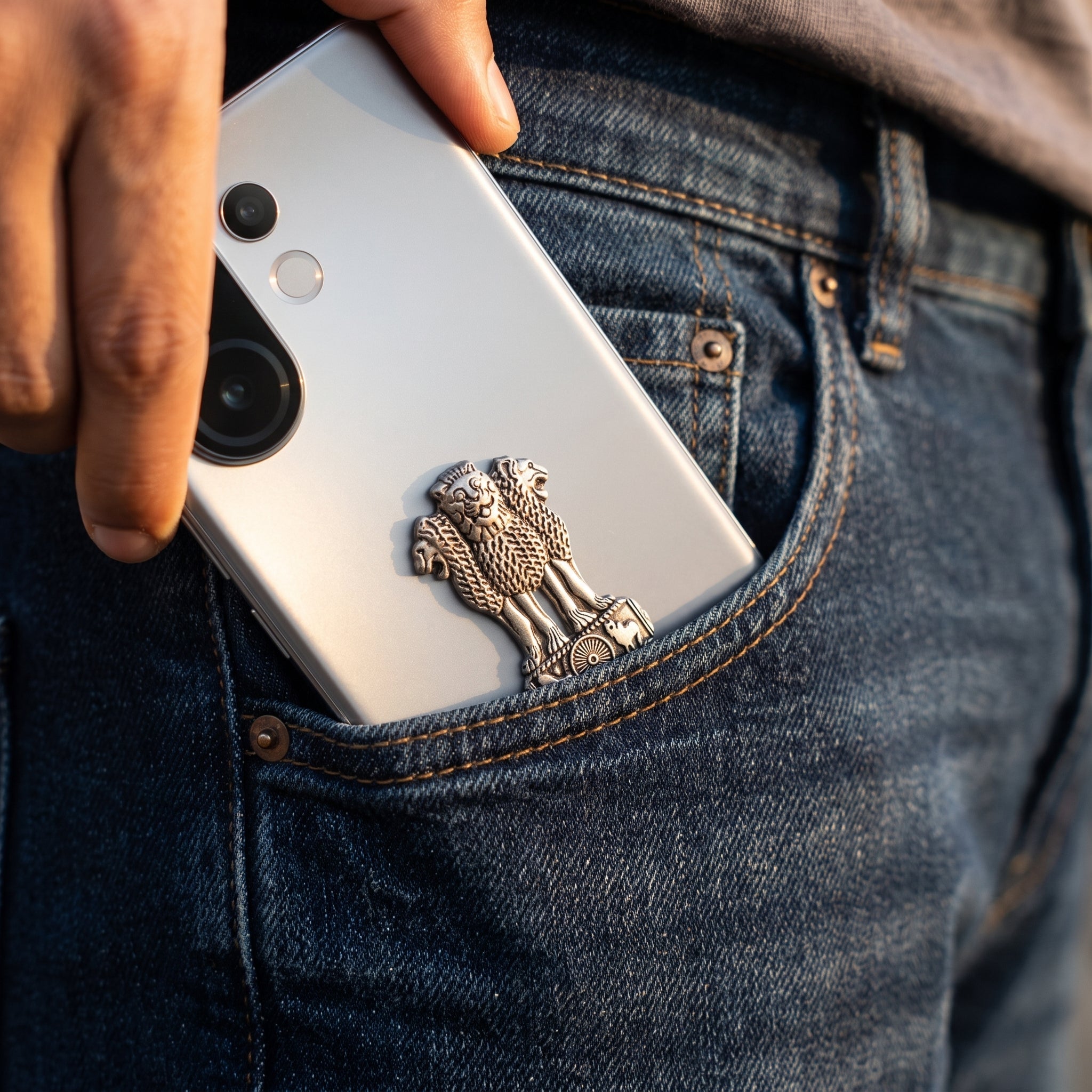Vivo T4 Pro 5G Compatible Satyamev Jayate 3D Metal Emblem Sticker