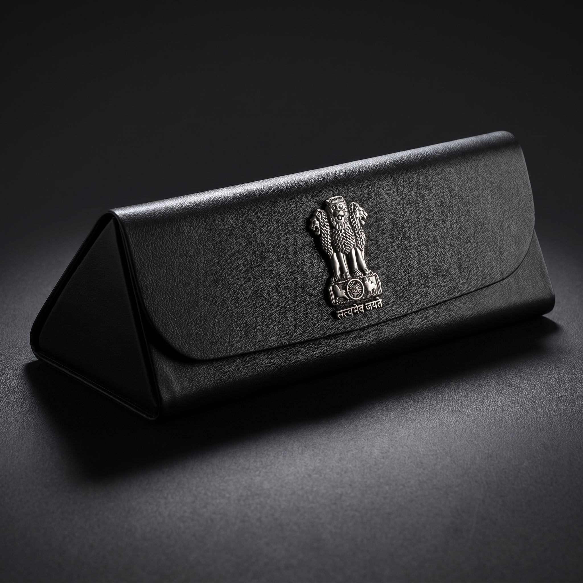 Premium Soft Leather Eyewear / Sunglasses Case With 3D Metal Emblem