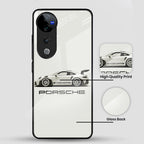 Vivo V40 Pro 5G Premium Acrylic Shockproof Glass Back Case (White Porsche)