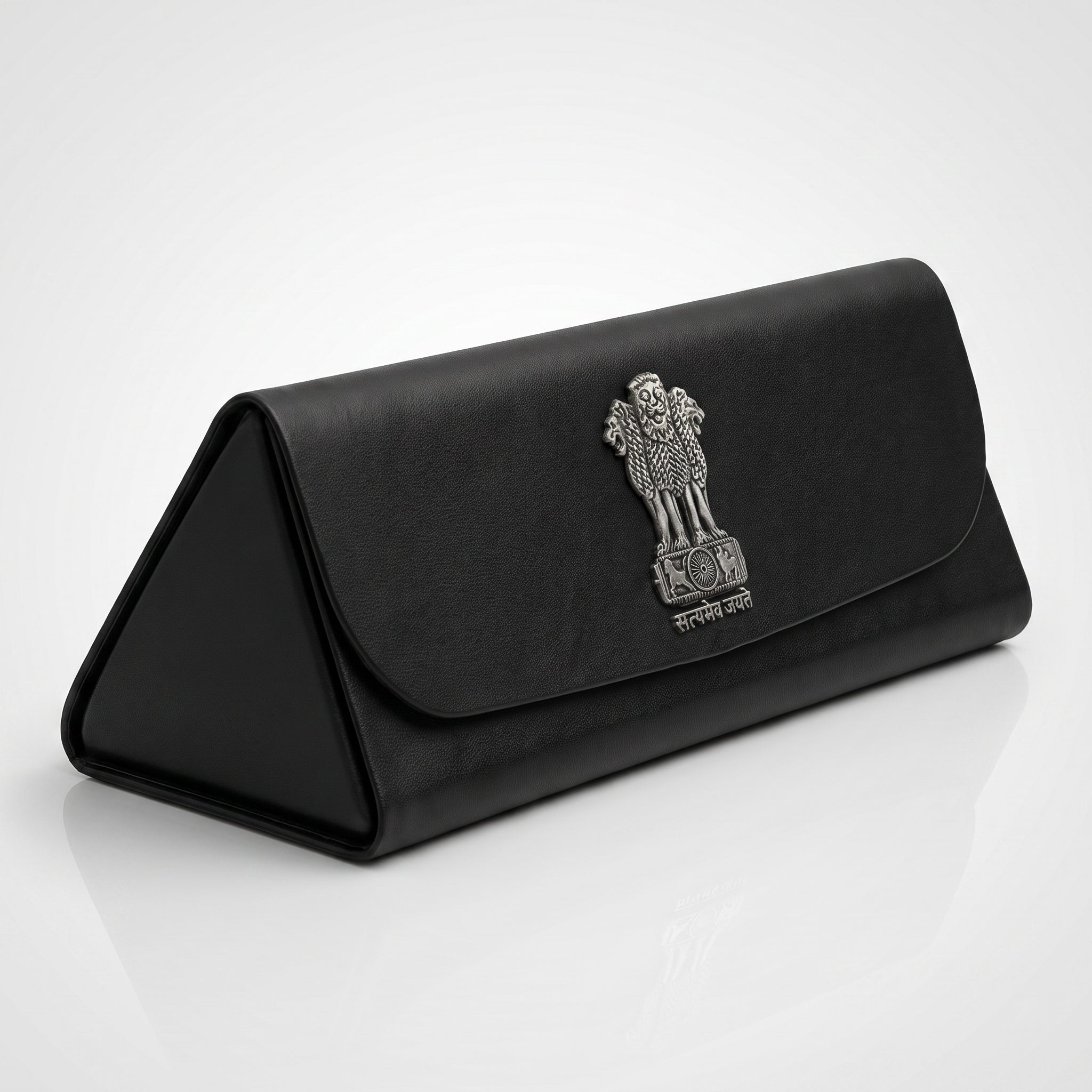 Premium Soft Leather Eyewear / Sunglasses Case With 3D Metal Emblem