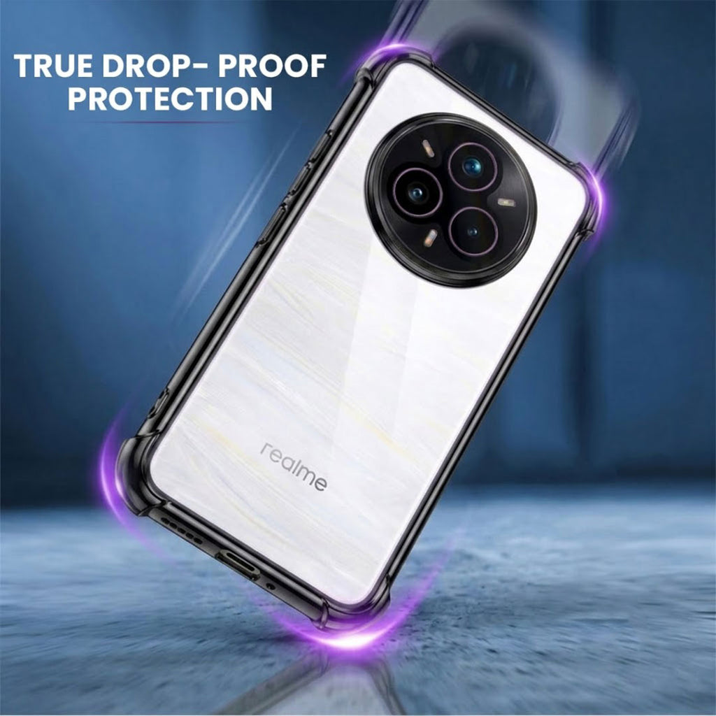 Realme 14 Pro+ 5G Anti-Yellow Electroplating Transparent Airbags Case