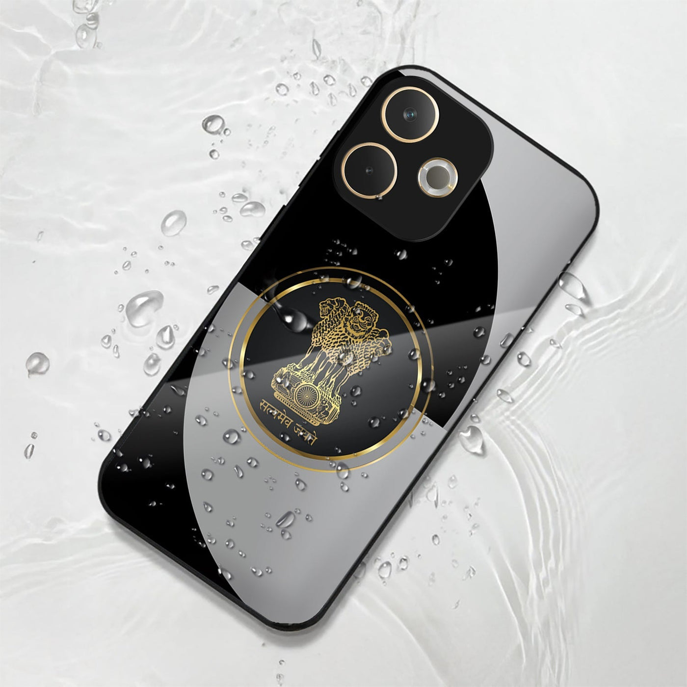 Oppo A5 Pro 5G Premium Acrylic Shockproof Glass Back Case (Satyamev Noir)