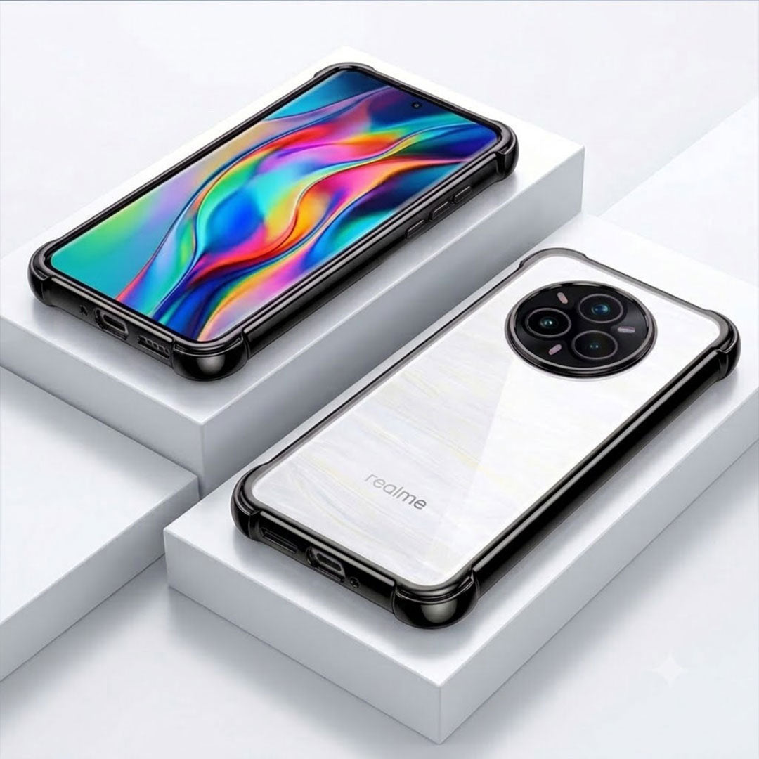 Realme 14 Pro+ 5G Anti-Yellow Electroplating Transparent Airbags Case