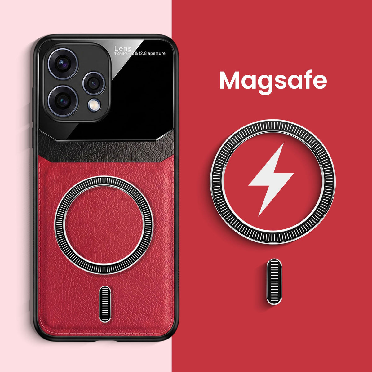 Oppo Reno 15 5G Premium Magsafe Magnetic Leather Lens Protective Case