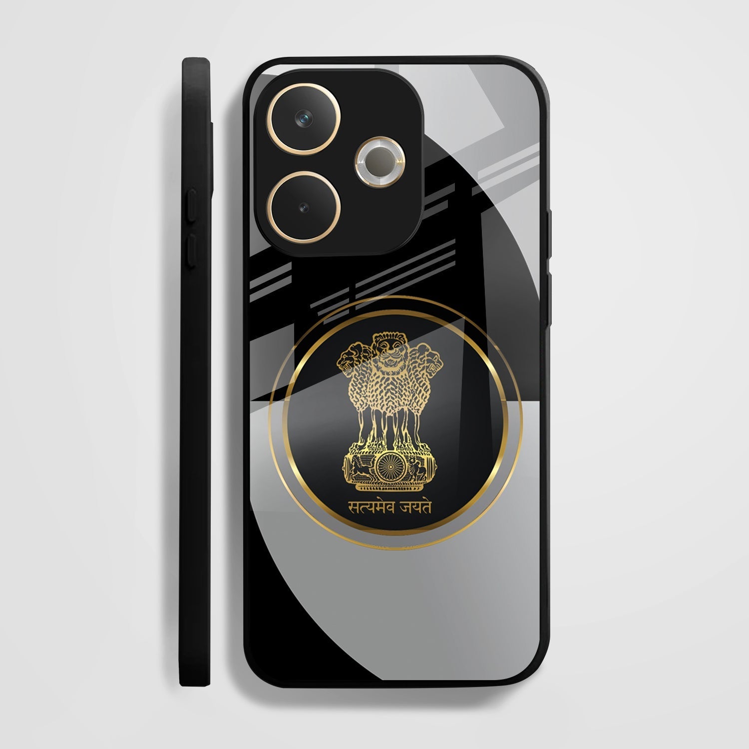 Oppo A5 Pro 5G Premium Acrylic Shockproof Glass Back Case (Satyamev Noir)