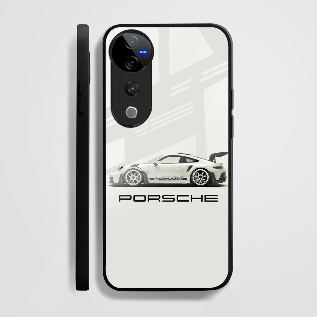 Vivo V40 Pro 5G Premium Acrylic Shockproof Glass Back Case (White Porsche)