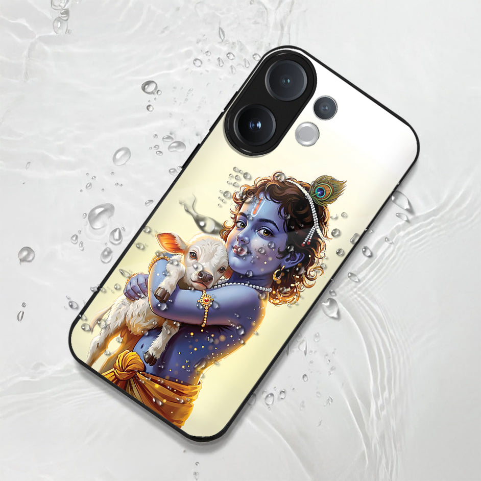 Vivo V60 5G Phone case with an illustration of a deity holding a lamb on a light background