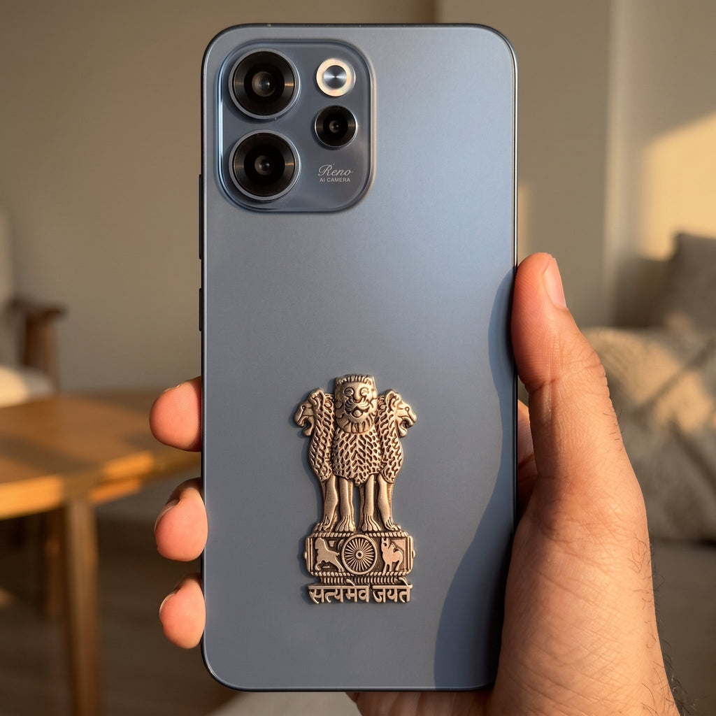 OPPO Reno15c 5G Compatible Satyamev Jayate 3D Metal Emblem Sticker