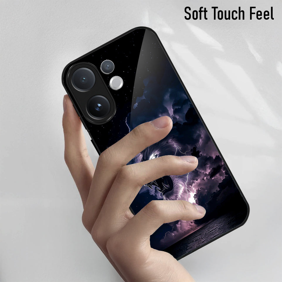 Vivo V60 5G Hand holding a phone with a soft touch feel label