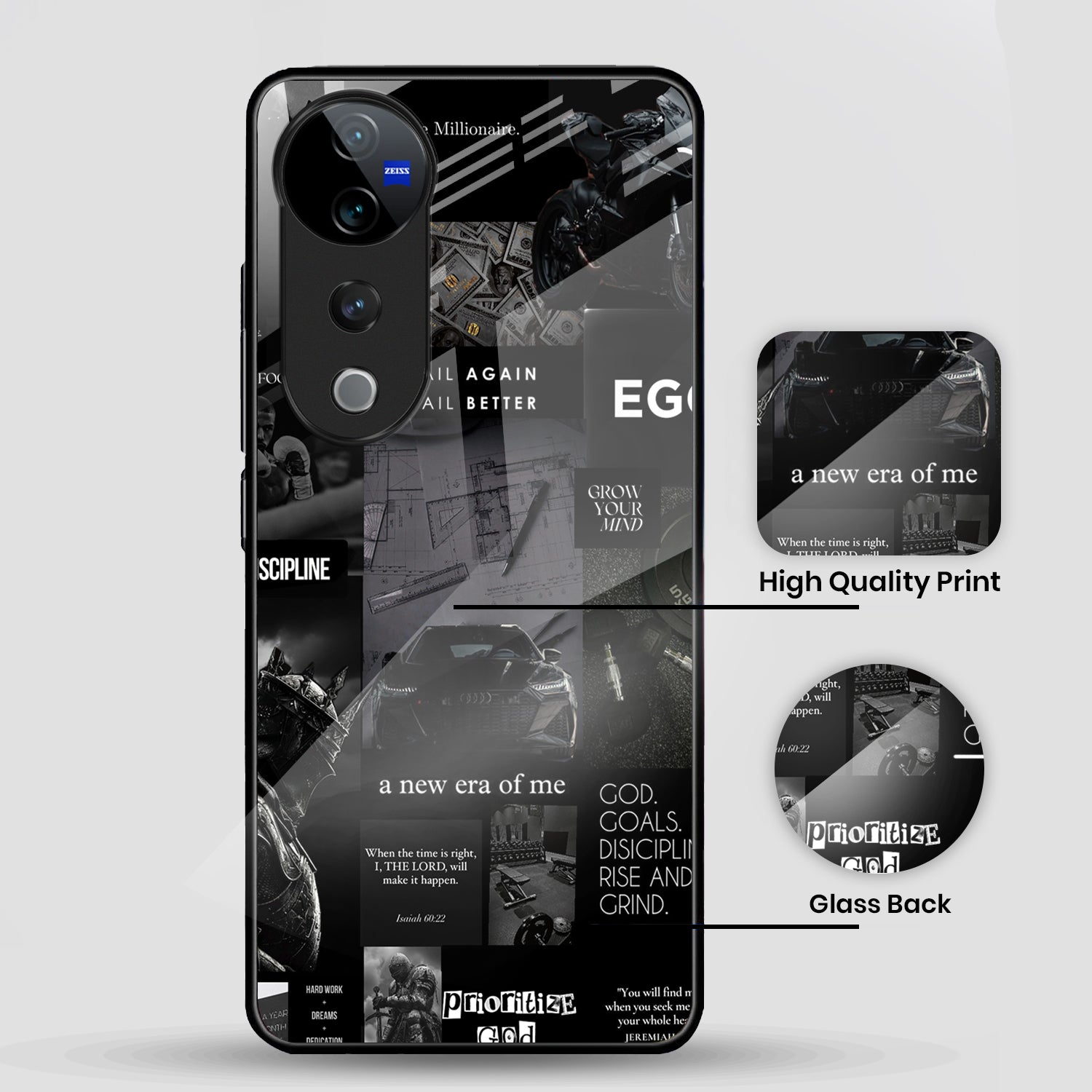 Vivo V40 Pro 5G Premium Acrylic Shockproof Glass Back Case (New Era)