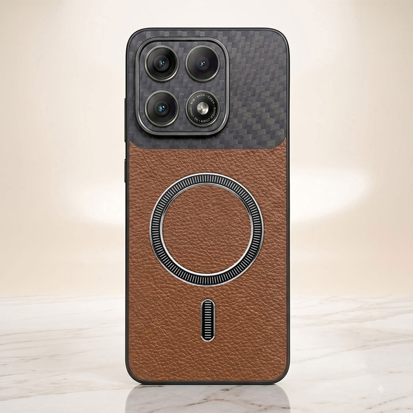 Motorola Edge 70 Pro 5G Carbon Fiber Leather Hybrid MagSafe Magnetic Case