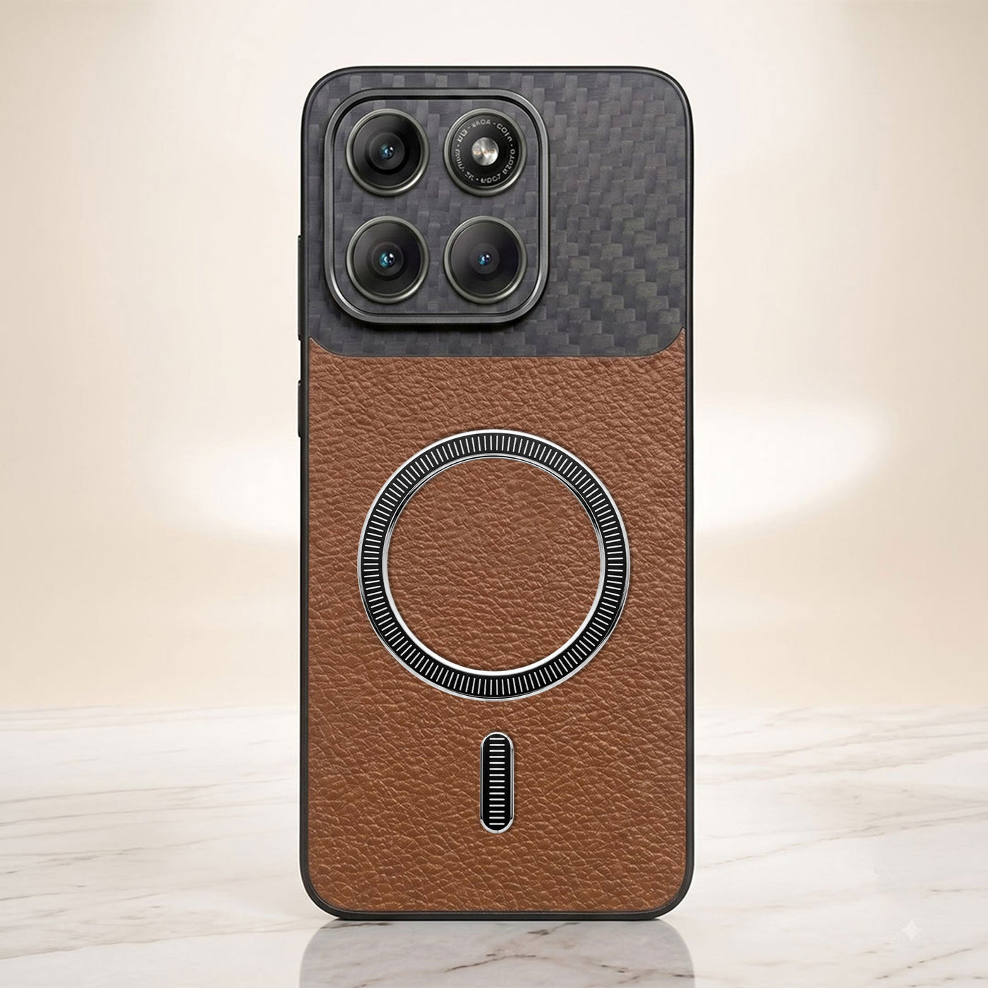 Motorola Edge 60 Pro 5G Carbon Fiber Leather Hybrid MagSafe Magnetic Case