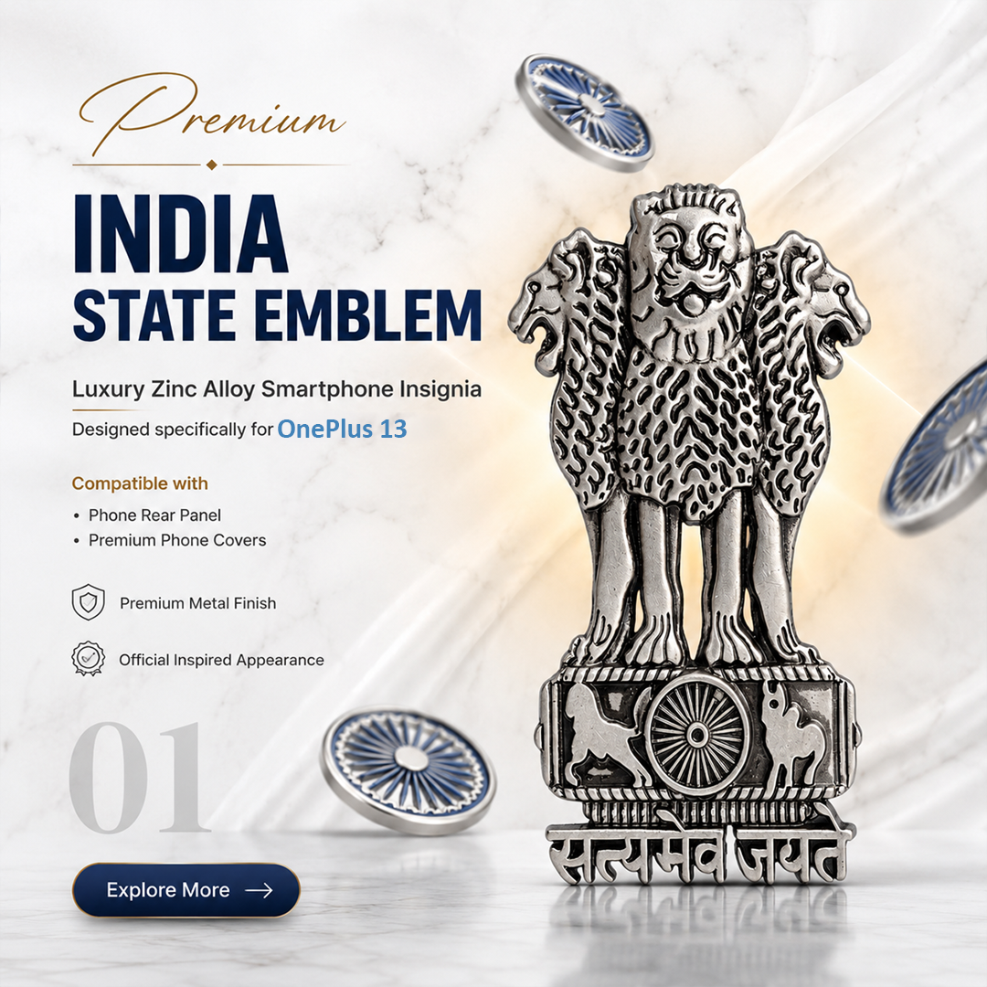Motorola Edge 60 Pro 5G Compatible Satyamev Jayate 3D Metal Emblem Sticker