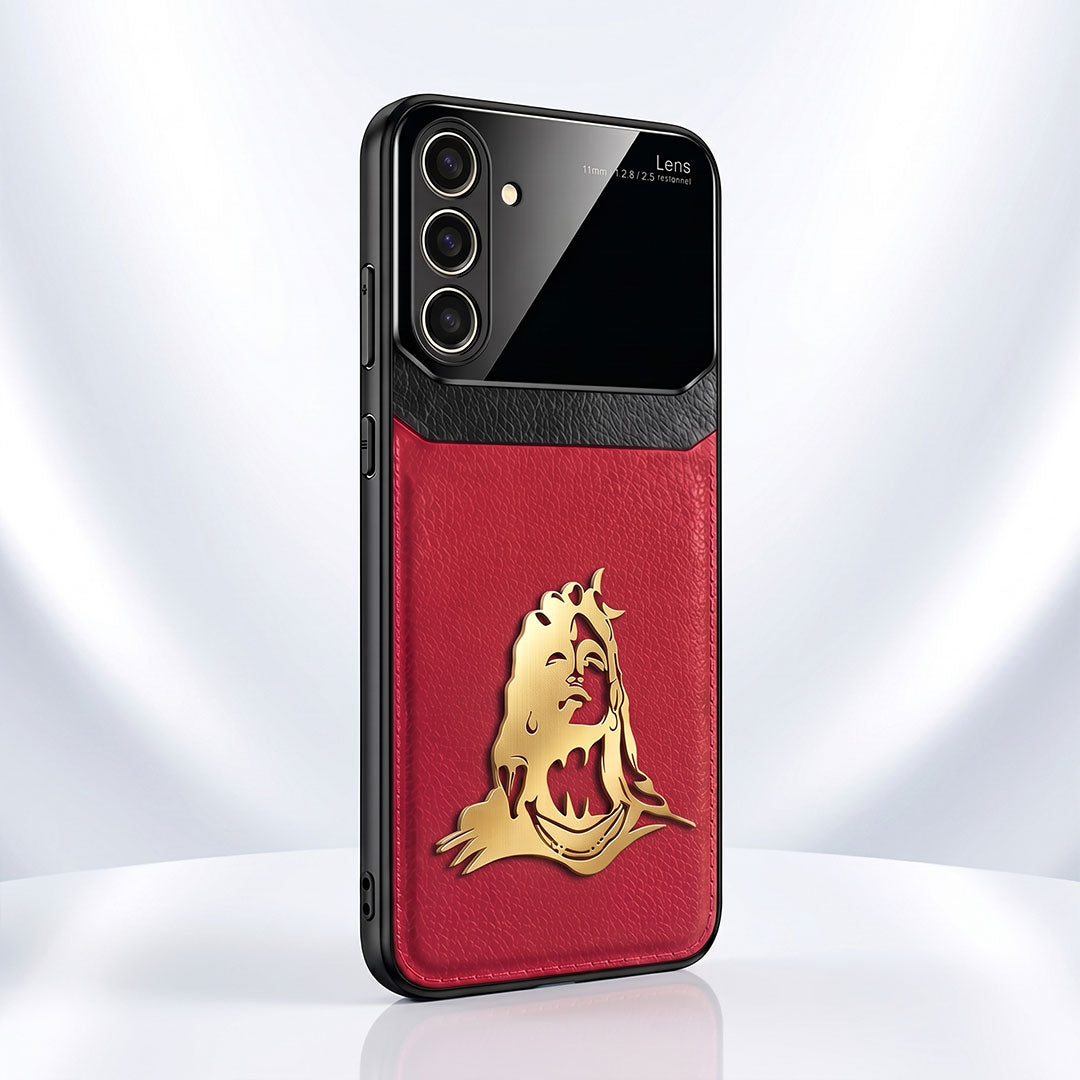 Samsung Galaxy A16 5G Mahadev 3D Gold Metal Leather Back Case
