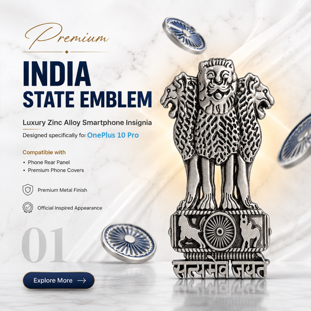 OnePlus 10 Pro 5G Compatible Satyamev Jayate 3D Metal Emblem Sticker