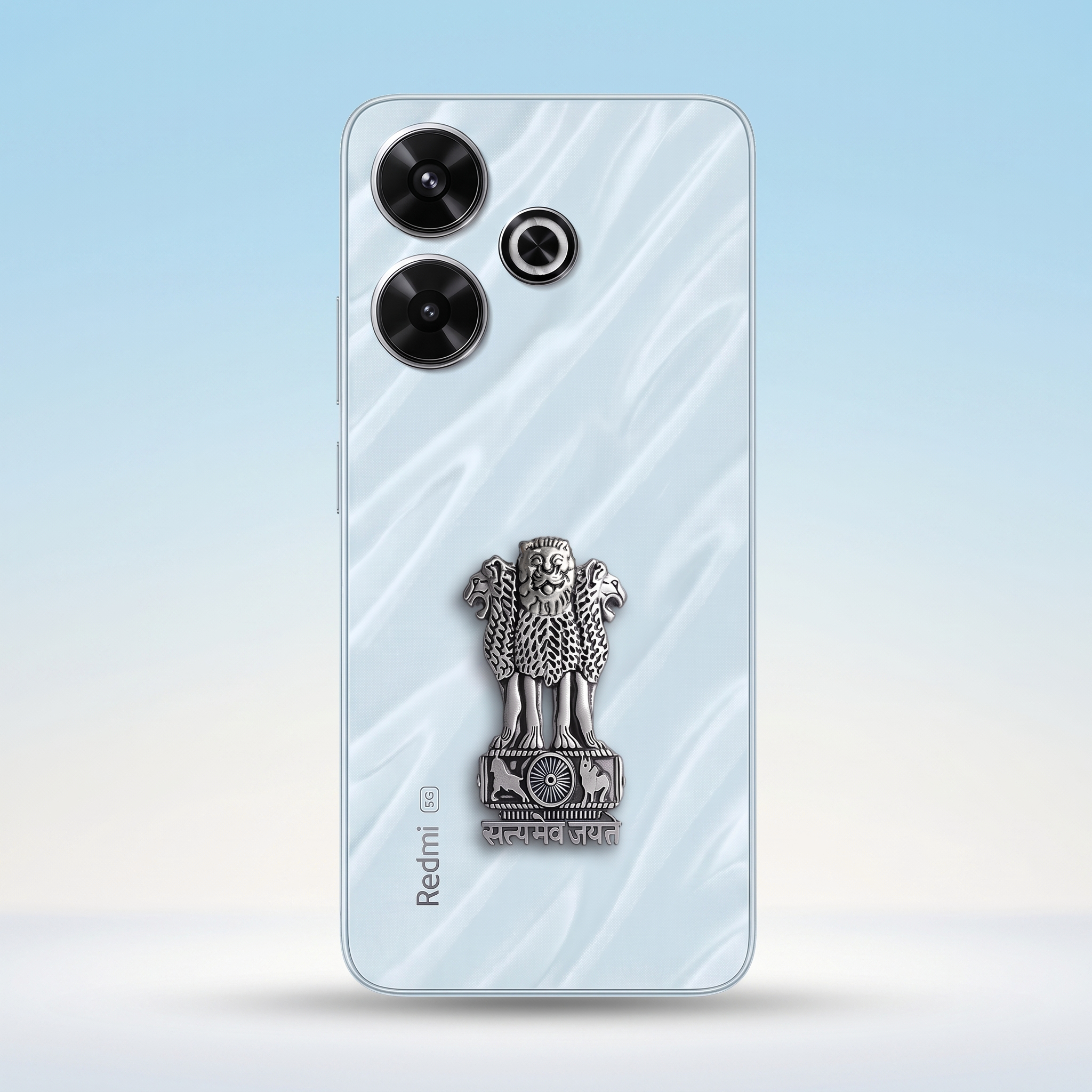 Redmi 13 5G Compatible Satyamev Jayate 3D Metal Emblem Sticker