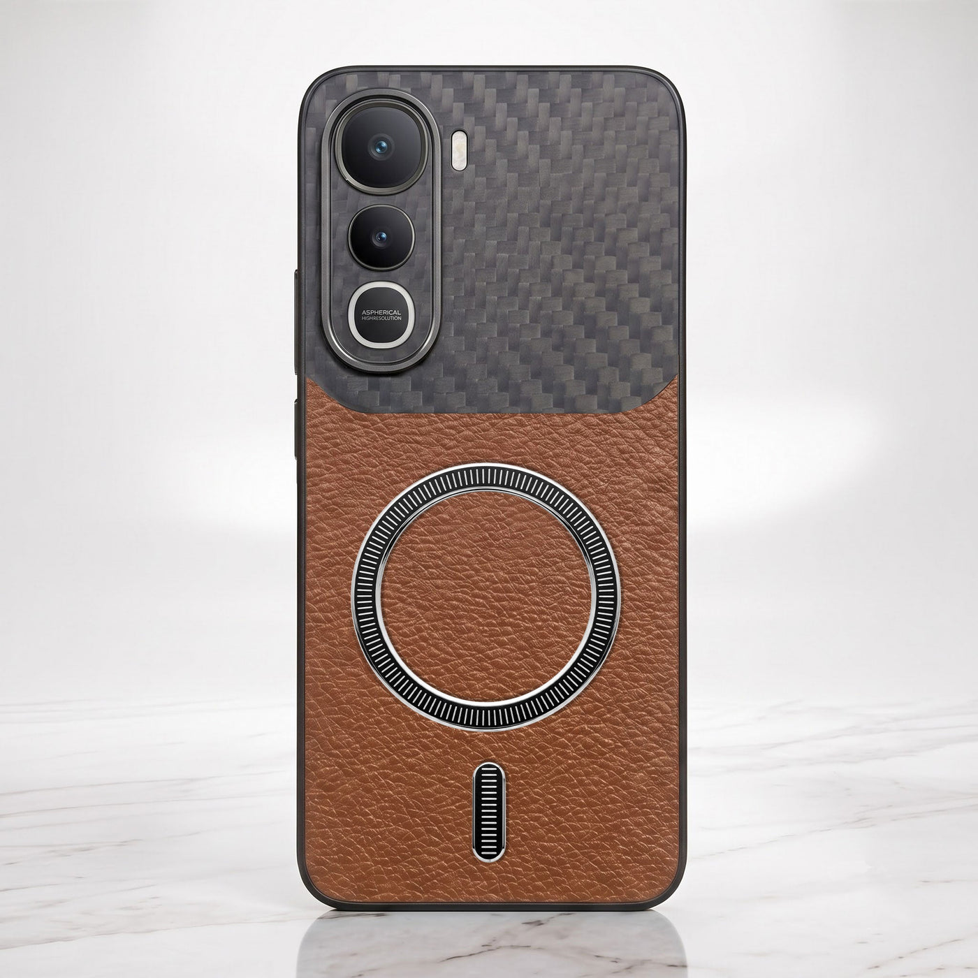 Vivo Y400 Pro 5G Carbon Fiber Leather Hybrid MagSafe Magnetic Case