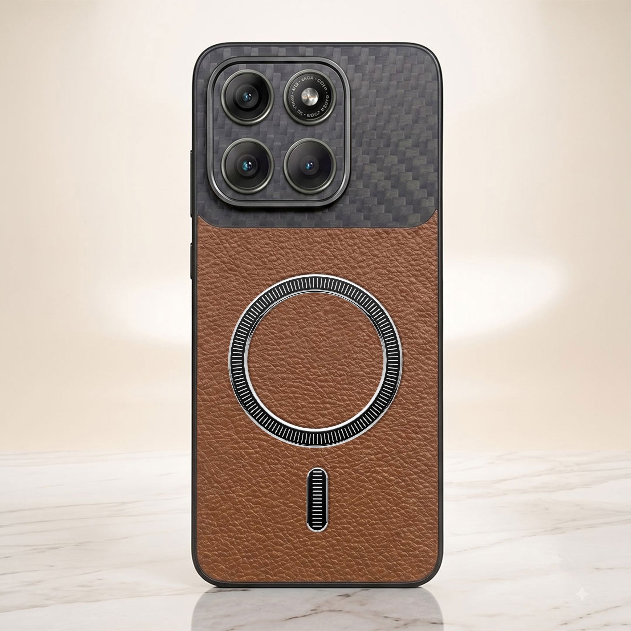 Motorola Edge 70 5G Carbon Fiber Leather Hybrid MagSafe Magnetic Case
