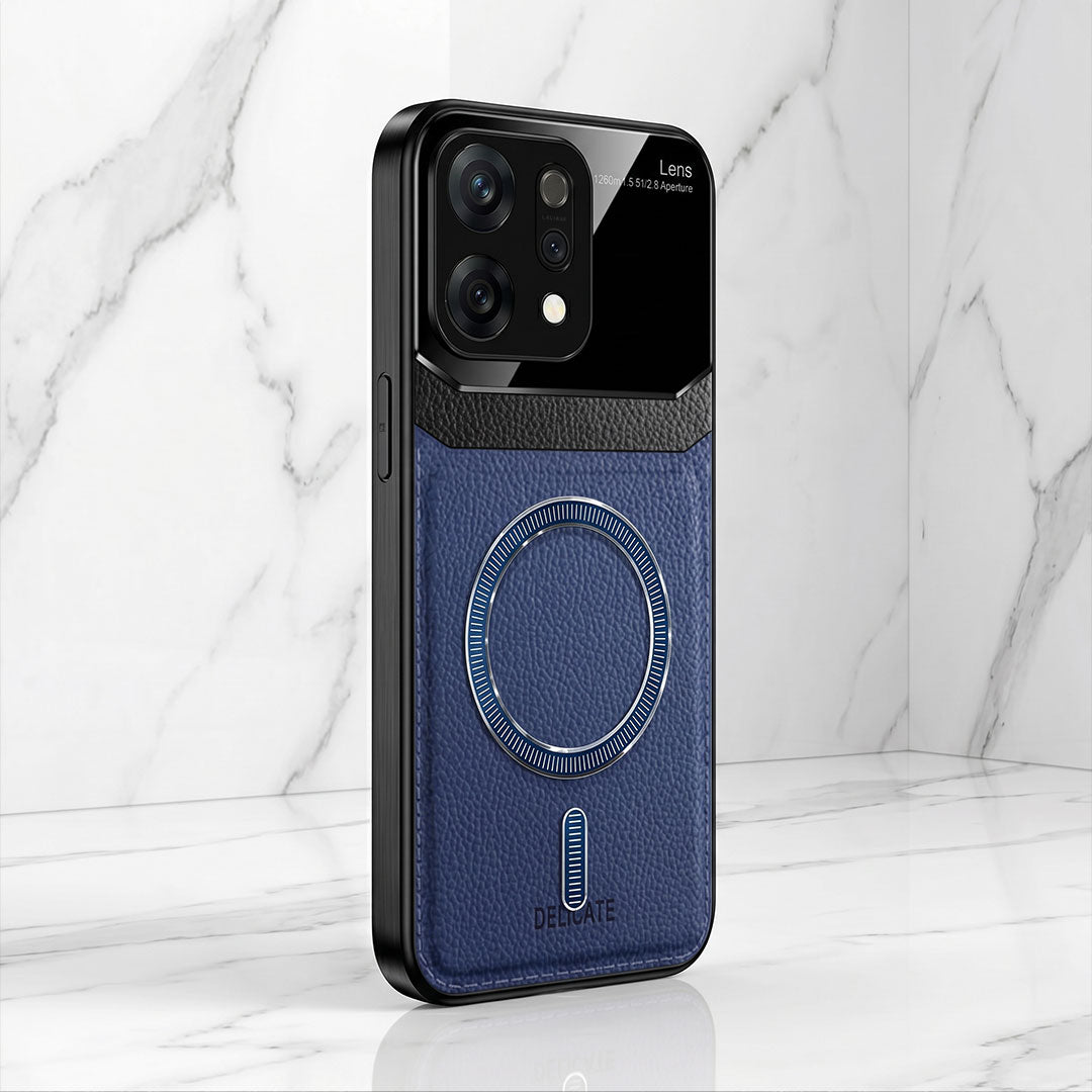 Oppo Reno 14 5G Premium Magsafe Magnetic Leather Lens Protective Case