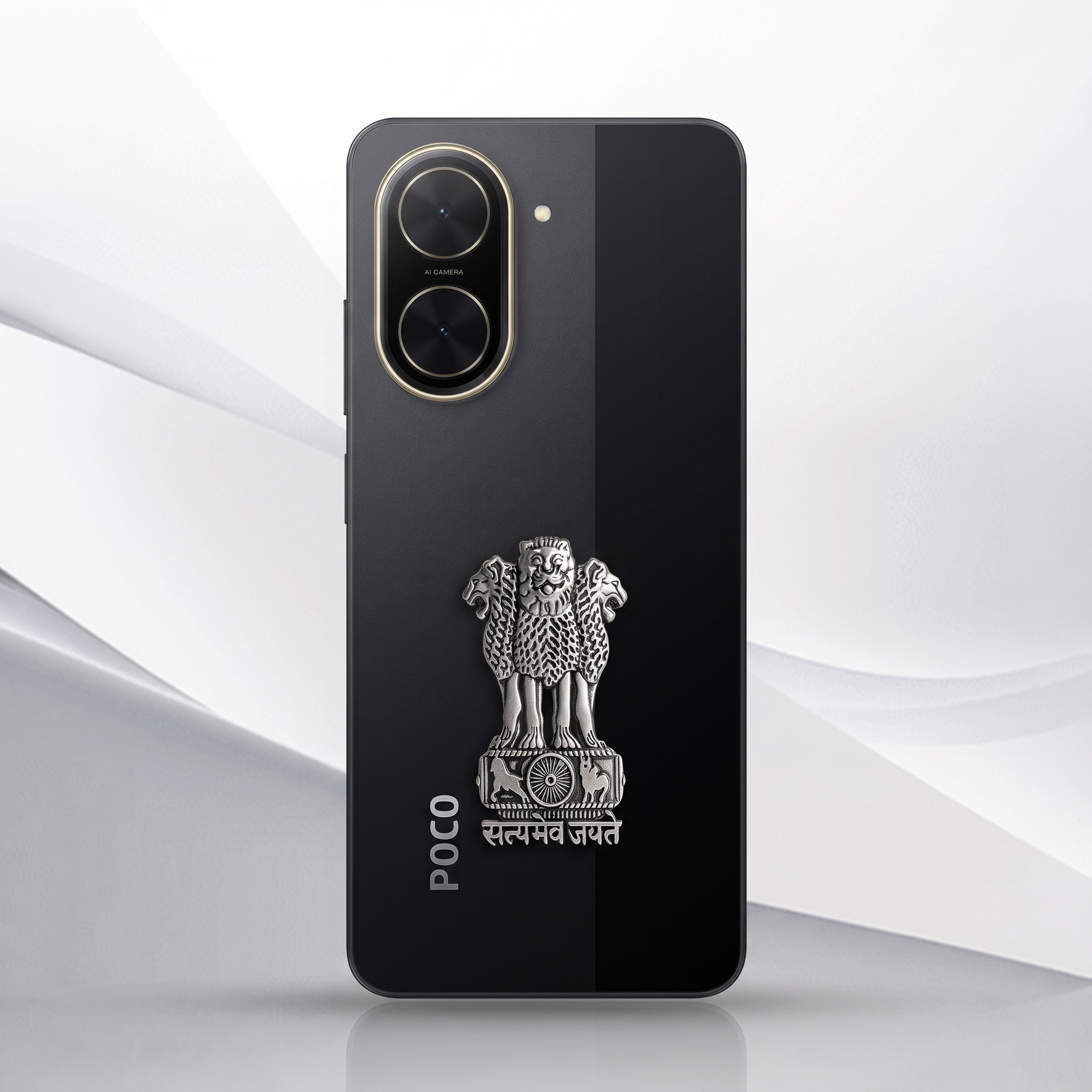 POCO C71 5G Compatible Satyamev Jayate 3D Metal Emblem Sticker