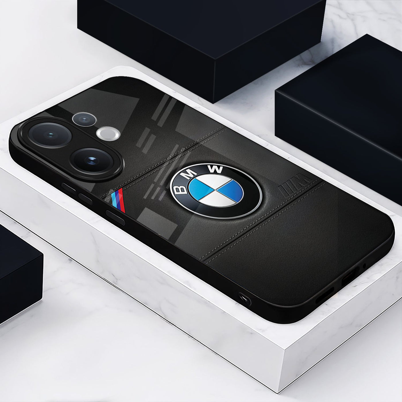 Vivo V60 5G Premium Acrylic Shockproof Glass Back Case (BMW LOGO)