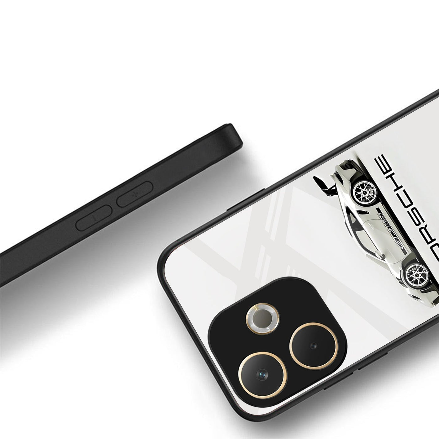 Oppo A5 Pro 5G Premium Acrylic Shockproof Glass Back Case (White Porsche)