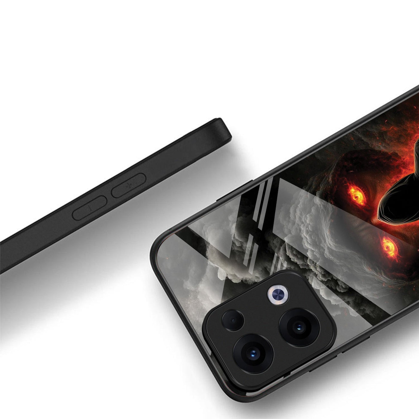 Oppo Reno 13 5G Premium Acrylic Shockproof Glass Back Case (Dark Flame)