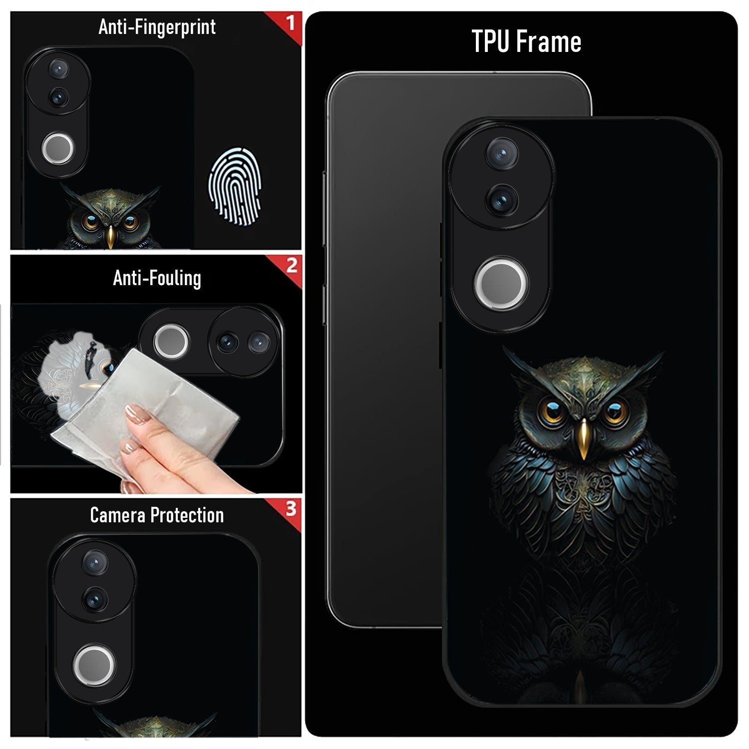Vivo V50 5G Premium Acrylic Shockproof Glass Back Case (Midnight Owl)