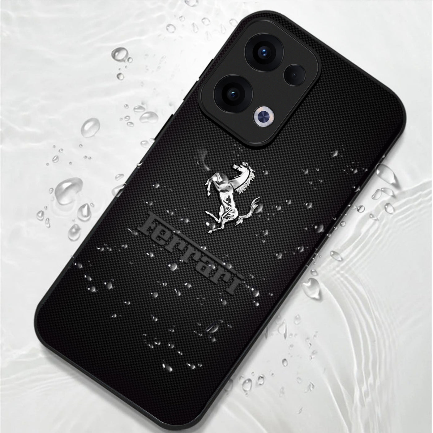 Oppo Reno 13 5G Premium Acrylic Shockproof Glass Back Case (Ferrari Carbon Fiber)