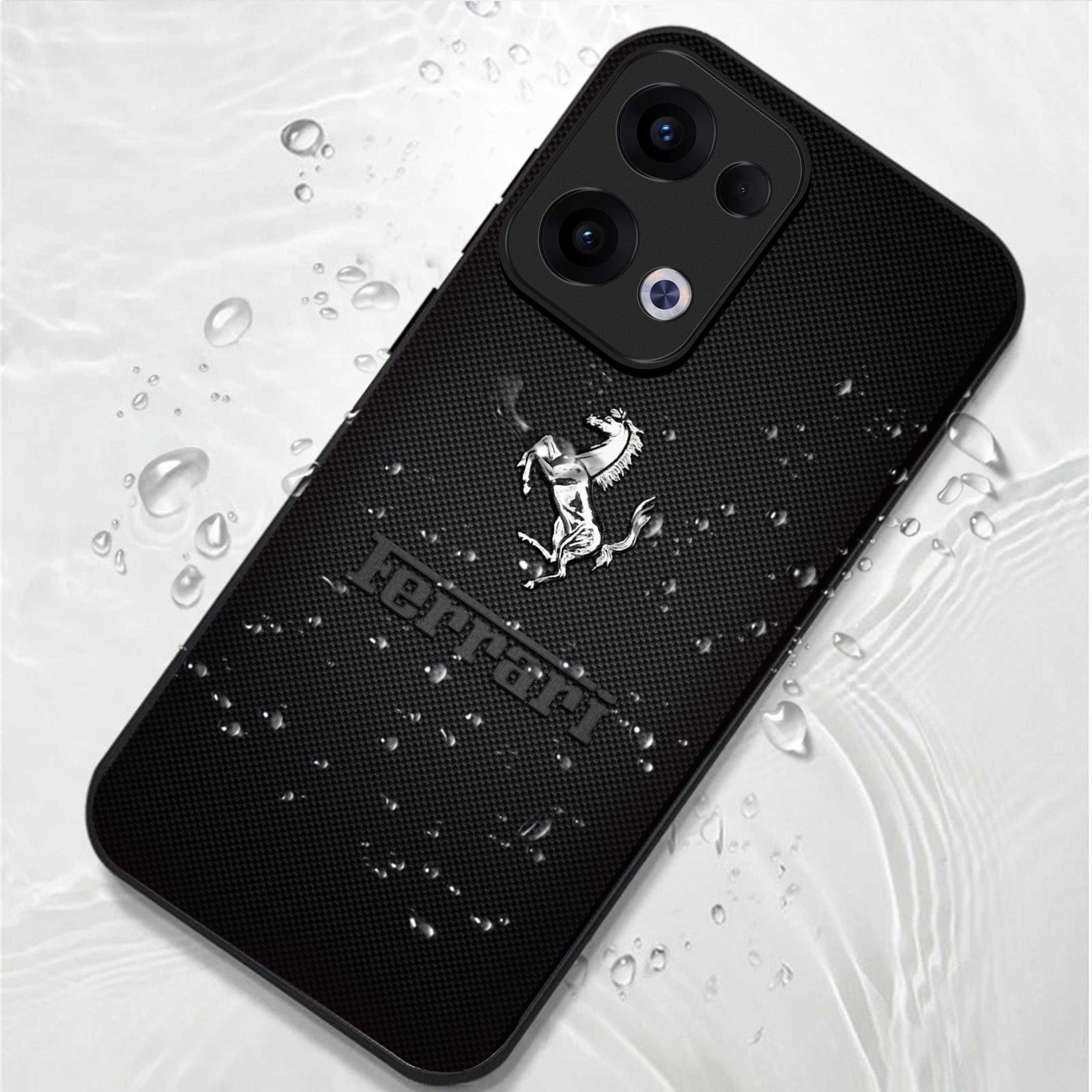 Oppo Reno 13 5G Premium Acrylic Shockproof Glass Back Case (Ferrari Carbon Fiber)