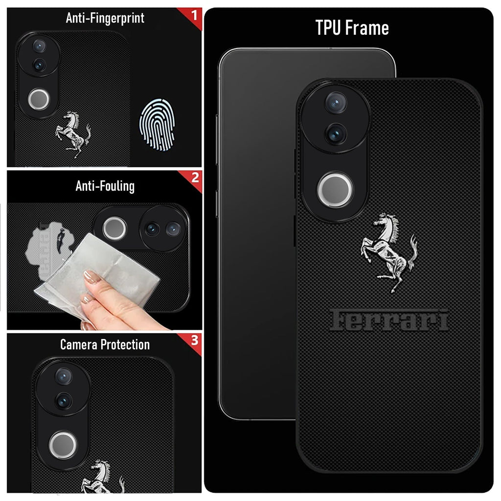 Vivo V50 5G Premium Acrylic Shockproof Glass Back Case (Ferrari Carbon Fiber)