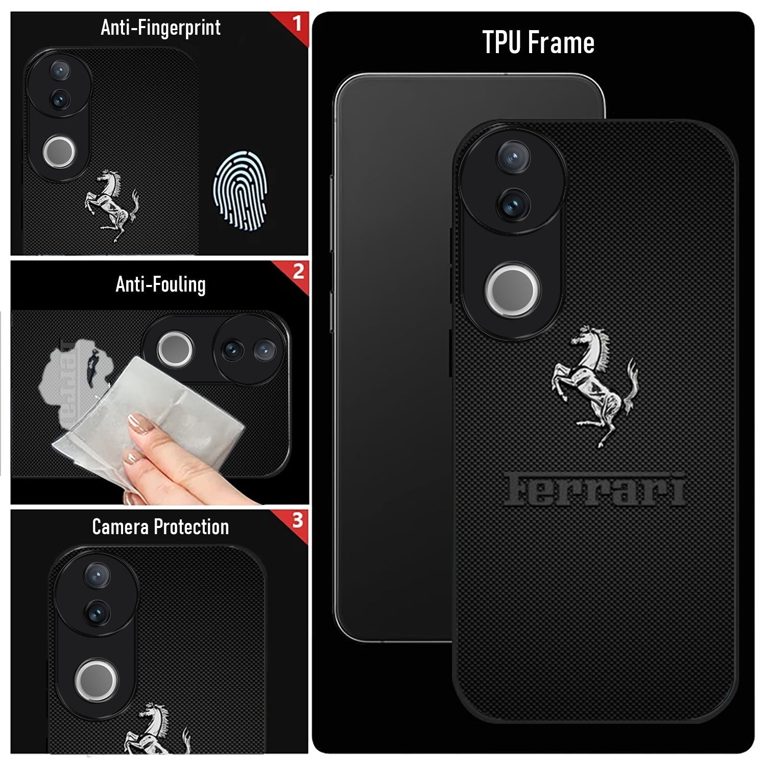 Vivo V50 5G Premium Acrylic Shockproof Glass Back Case (Ferrari Carbon Fiber)