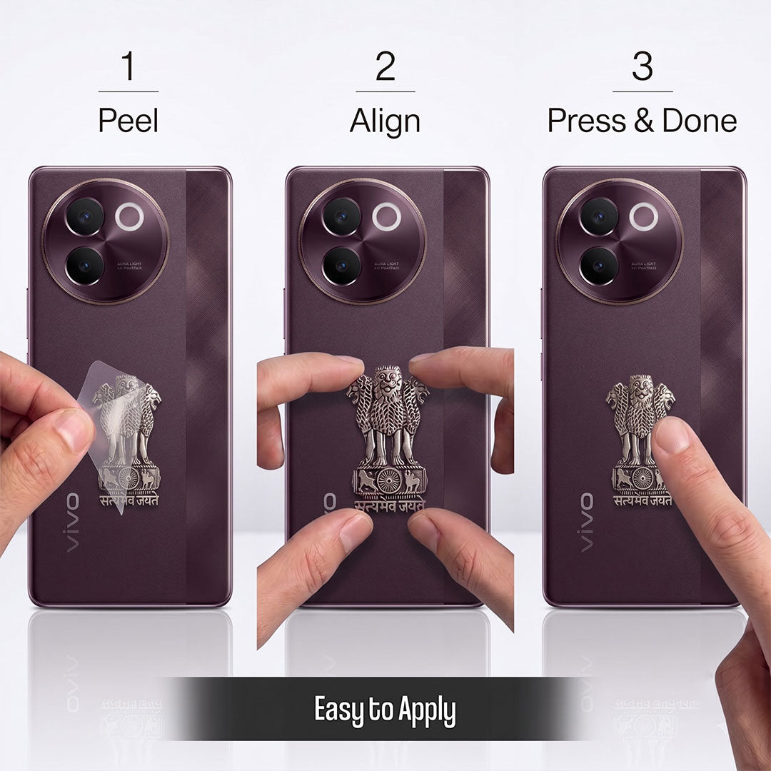 Vivo V30e 5G Compatible Satyamev Jayate 3D Metal Emblem Sticker