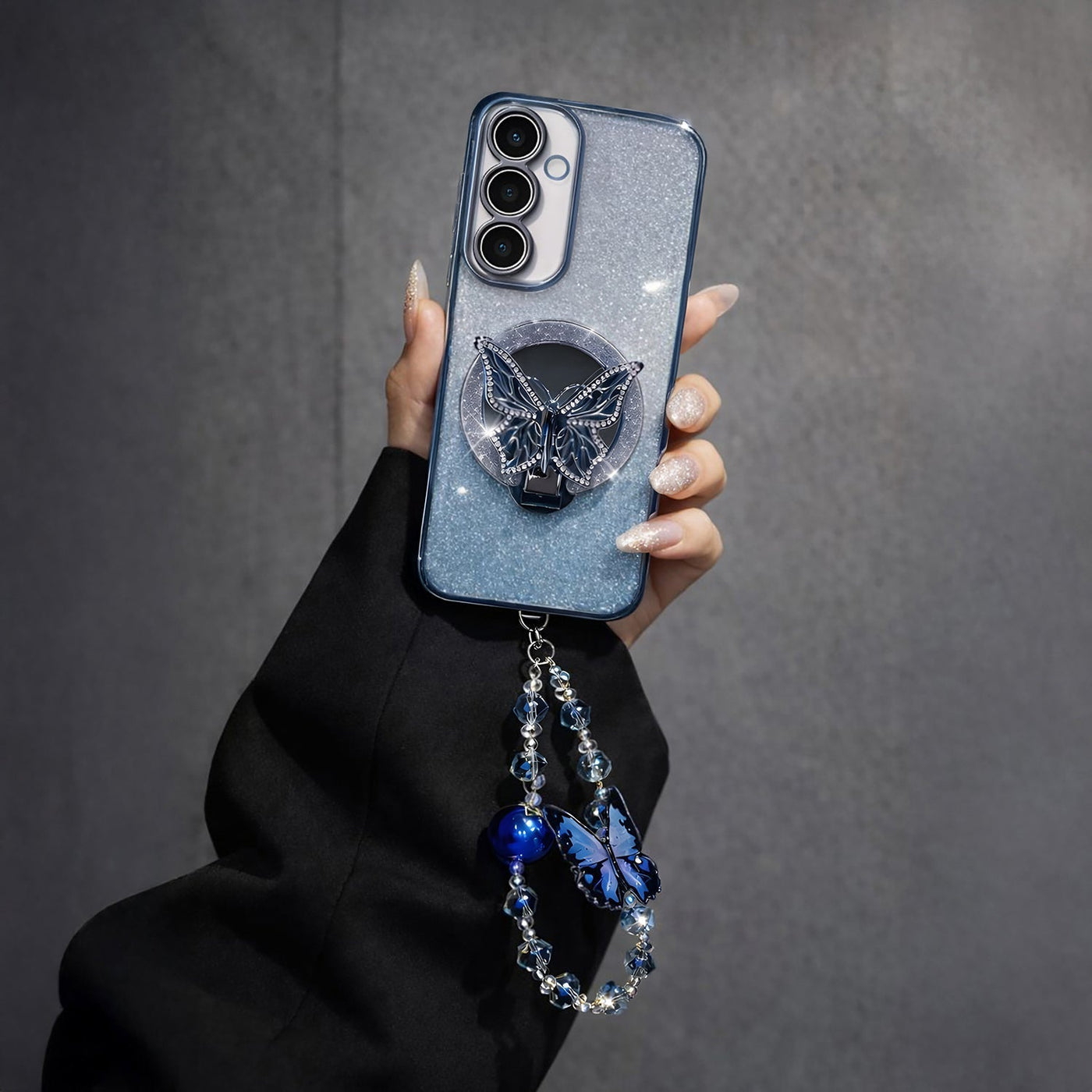 Samsung Galaxy A55 5G Stunning Shimmer Electroplating Butterfly Stand Charm Case