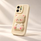 OPPO Reno 14 5G 3D Cat Mirror Case – Beige Protective Cover