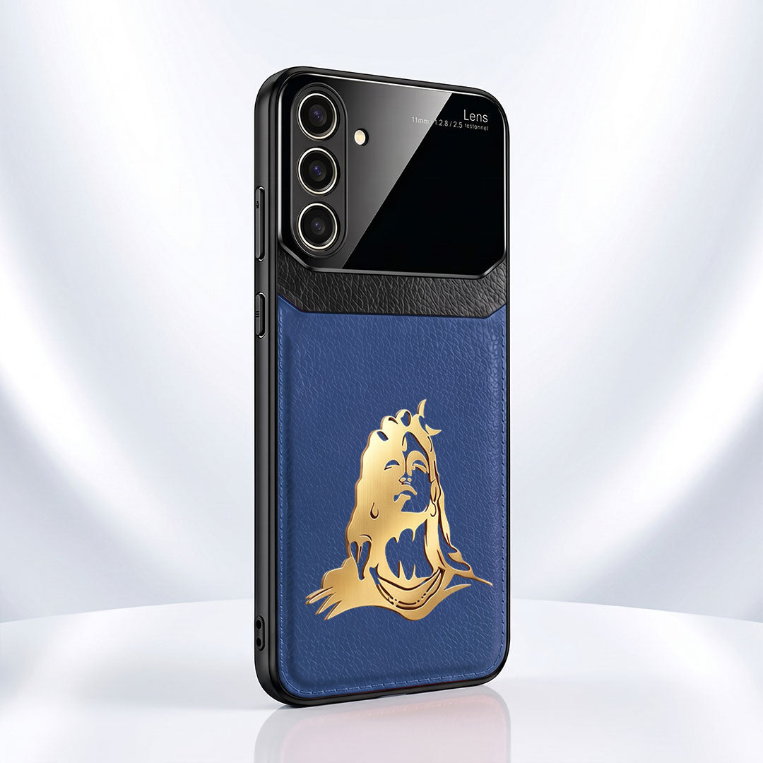 Samsung Galaxy M56 5G Mahadev 3D Gold Metal Leather Back Case