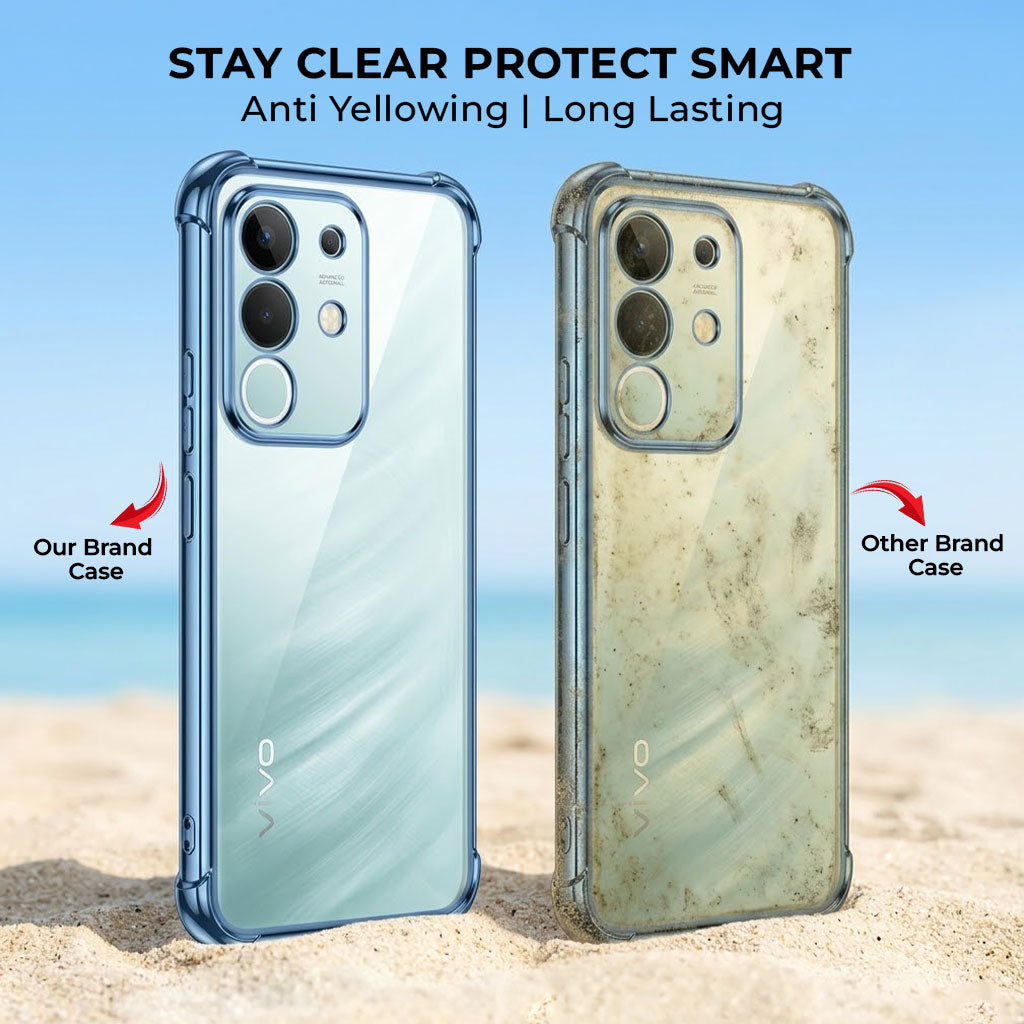 Vivo T4X 5G Anti-Yellow Electroplating Transparent Airbags Case