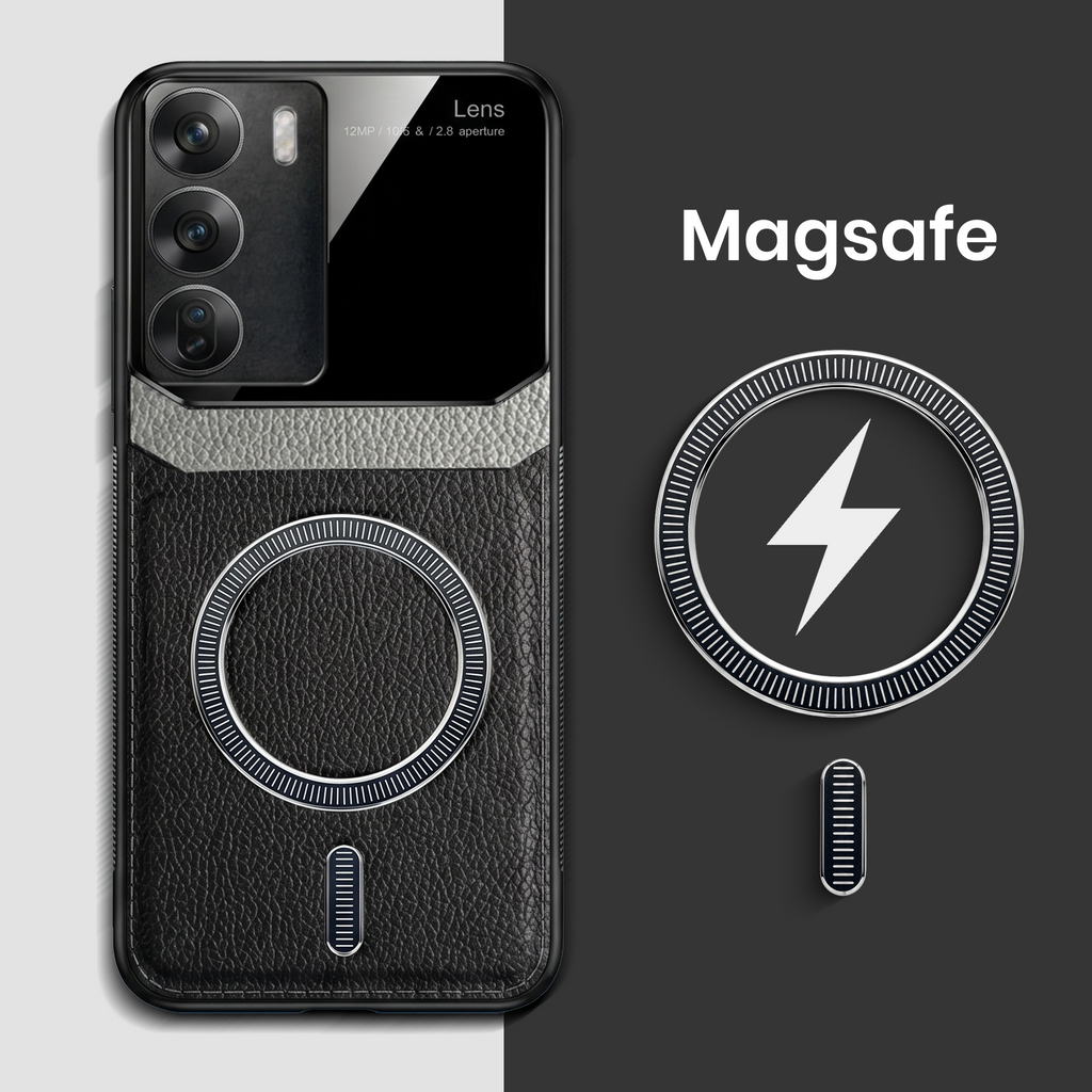 Oppo Reno 12 5G Premium Magsafe Magnetic Leather Lens Protective Case