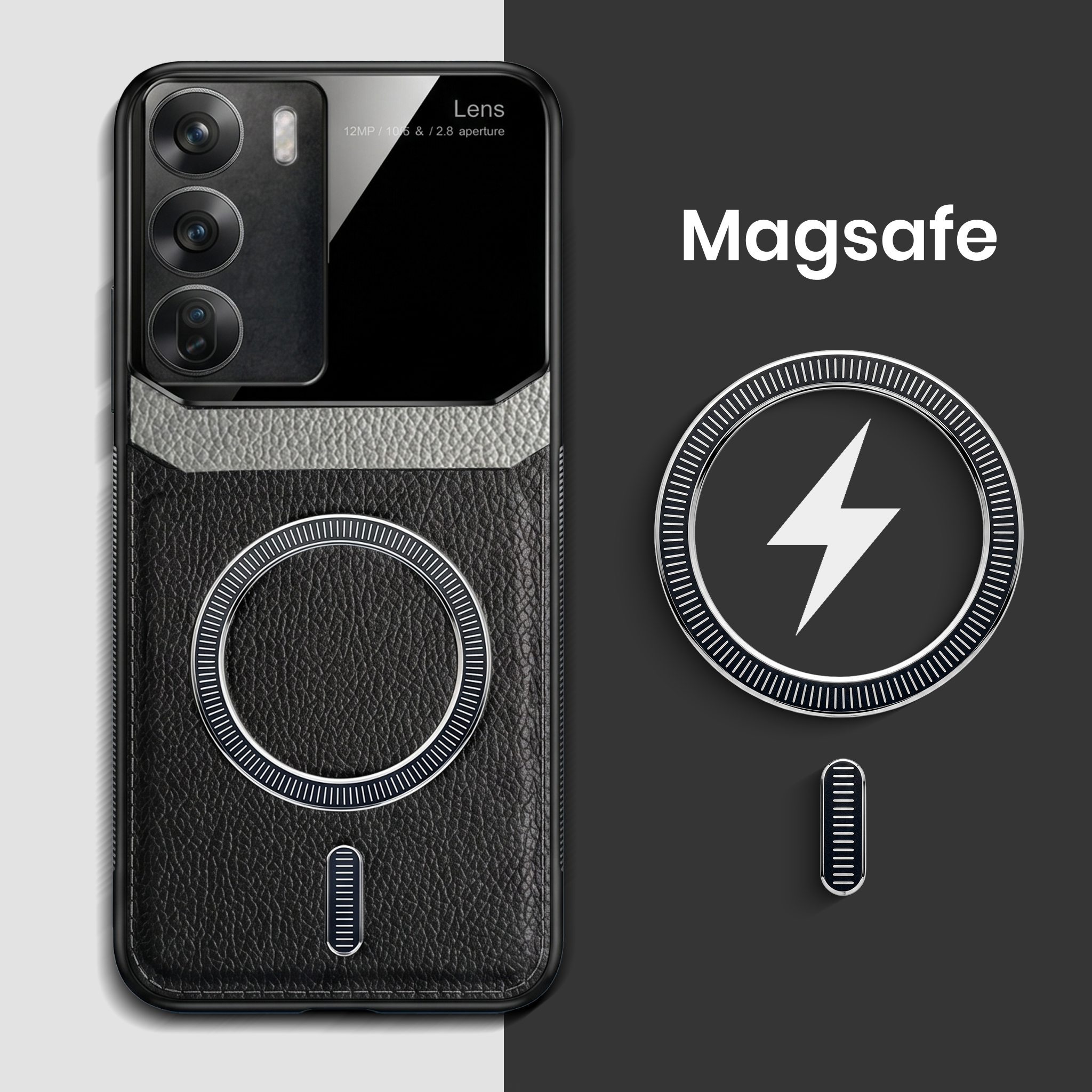 Oppo Reno 12 5G Premium Magsafe Magnetic Leather Lens Protective Case
