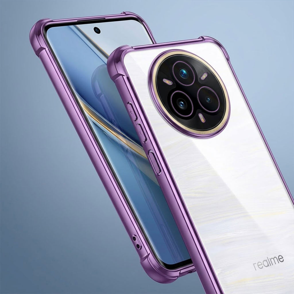 Realme 14 Pro+ 5G Anti-Yellow Electroplating Transparent Airbags Case