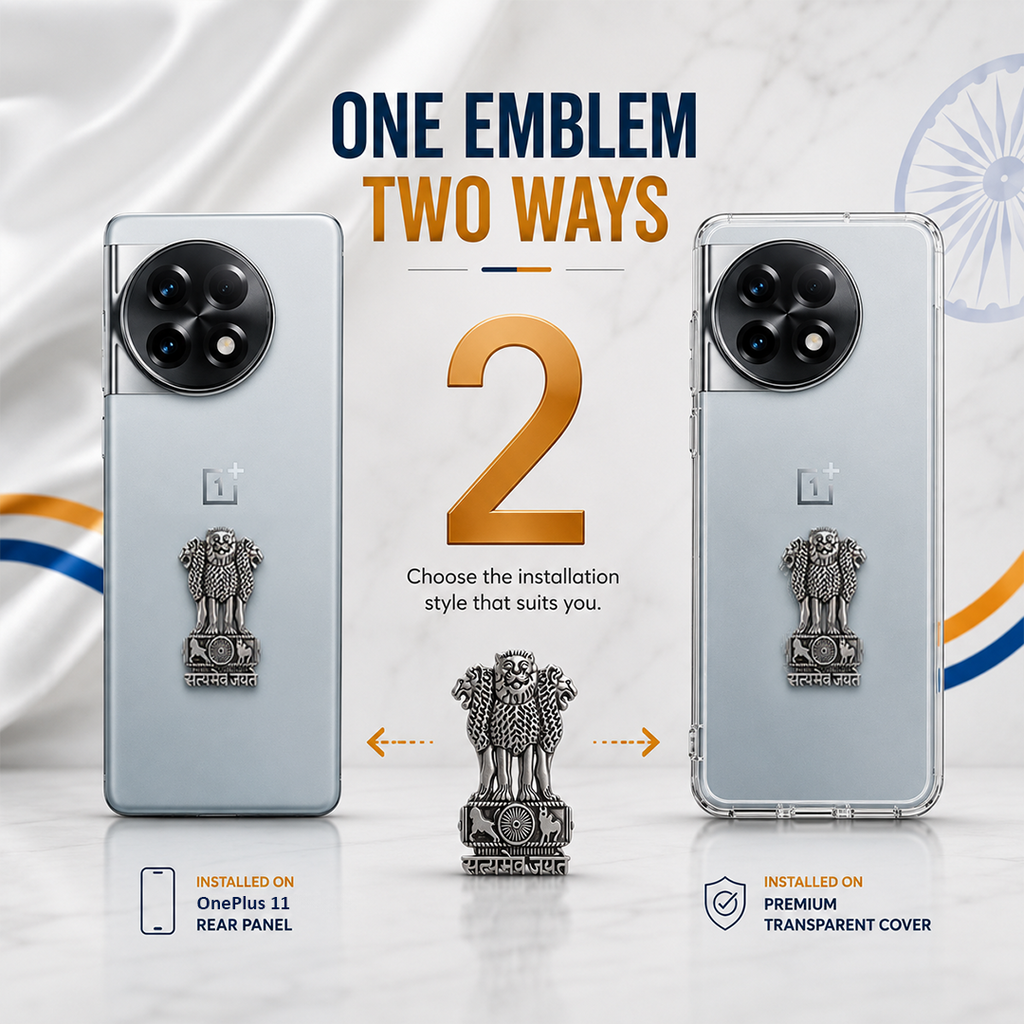 Oneplus 11 5G Compatible Satyamev Jayate 3D Metal Emblem Sticker