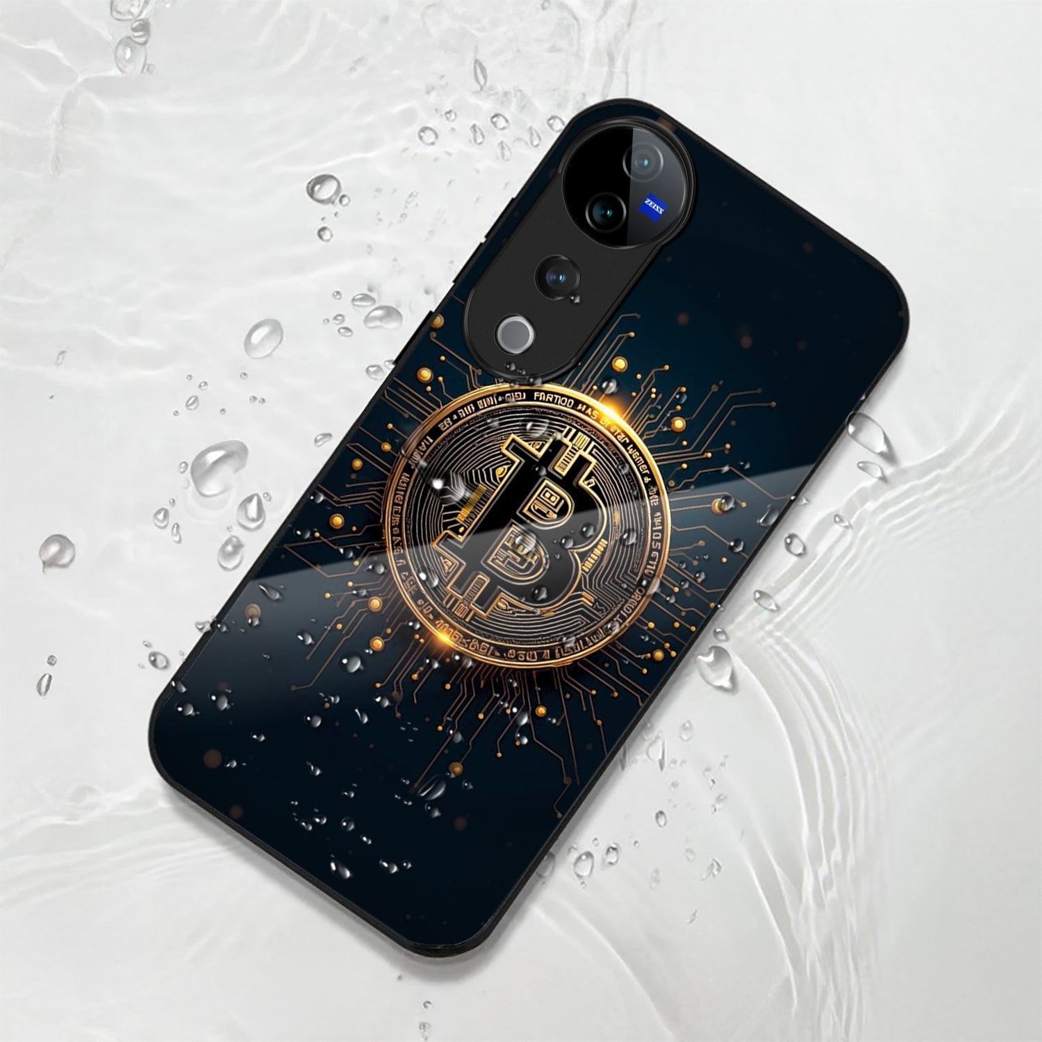 Vivo V40 Pro 5G Premium Acrylic Shockproof Glass Back Case (Bitcoin Armor)