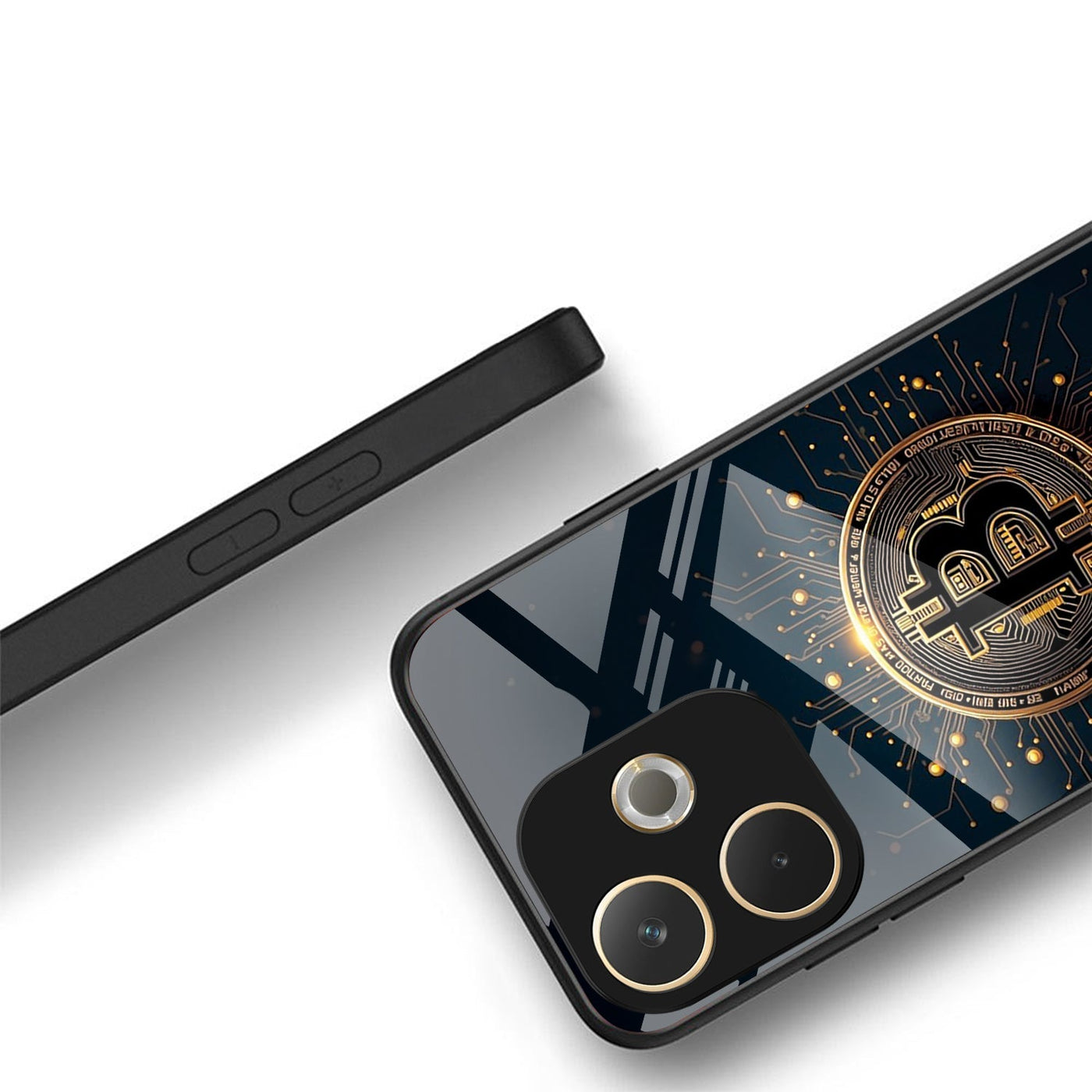 Oppo A5 Pro 5G Premium Acrylic Shockproof Glass Back Case (Bitcoin Armor)