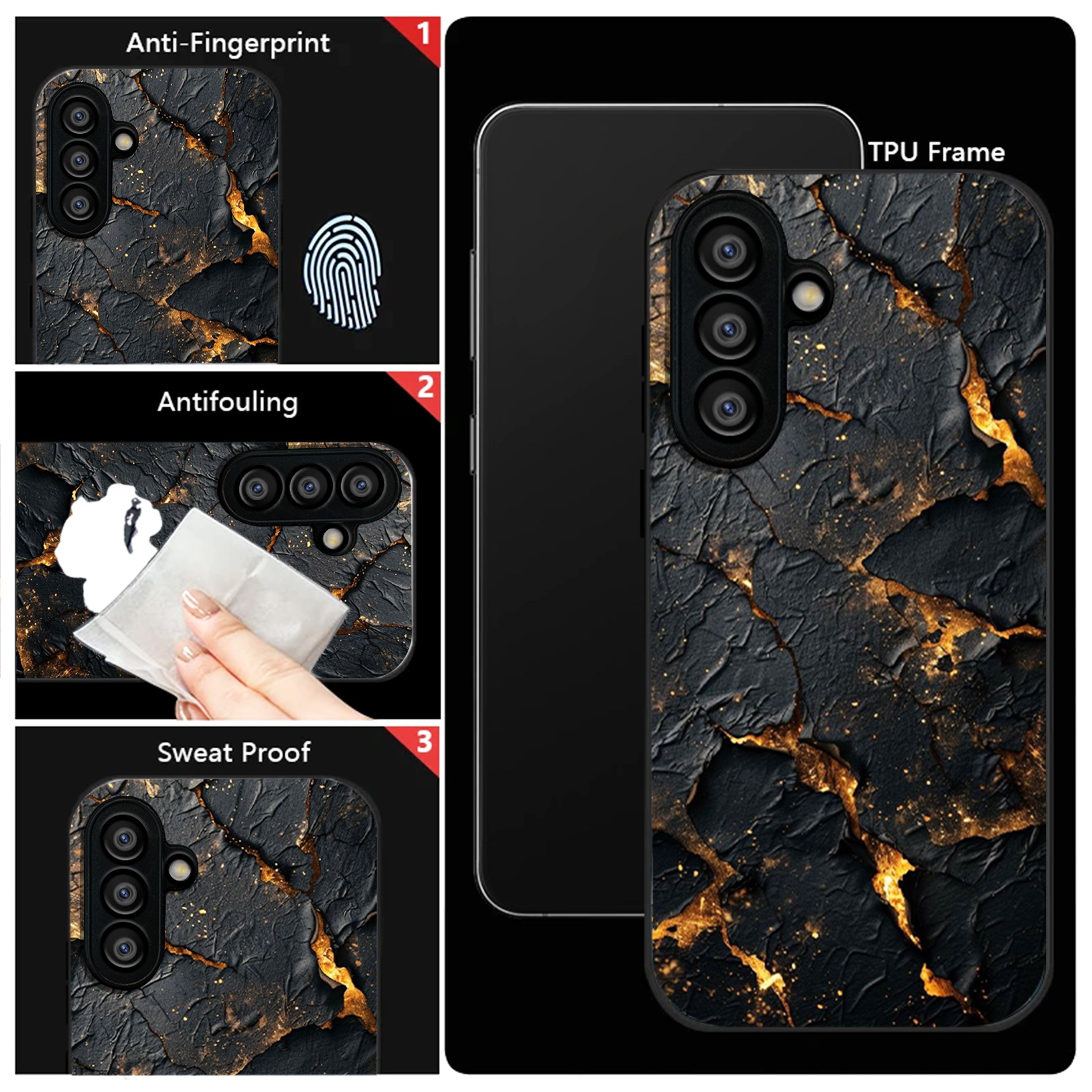 Samsung Galaxy A36 Premium Acrylic Shockproof Glass Back Case (Volcanic Gold)