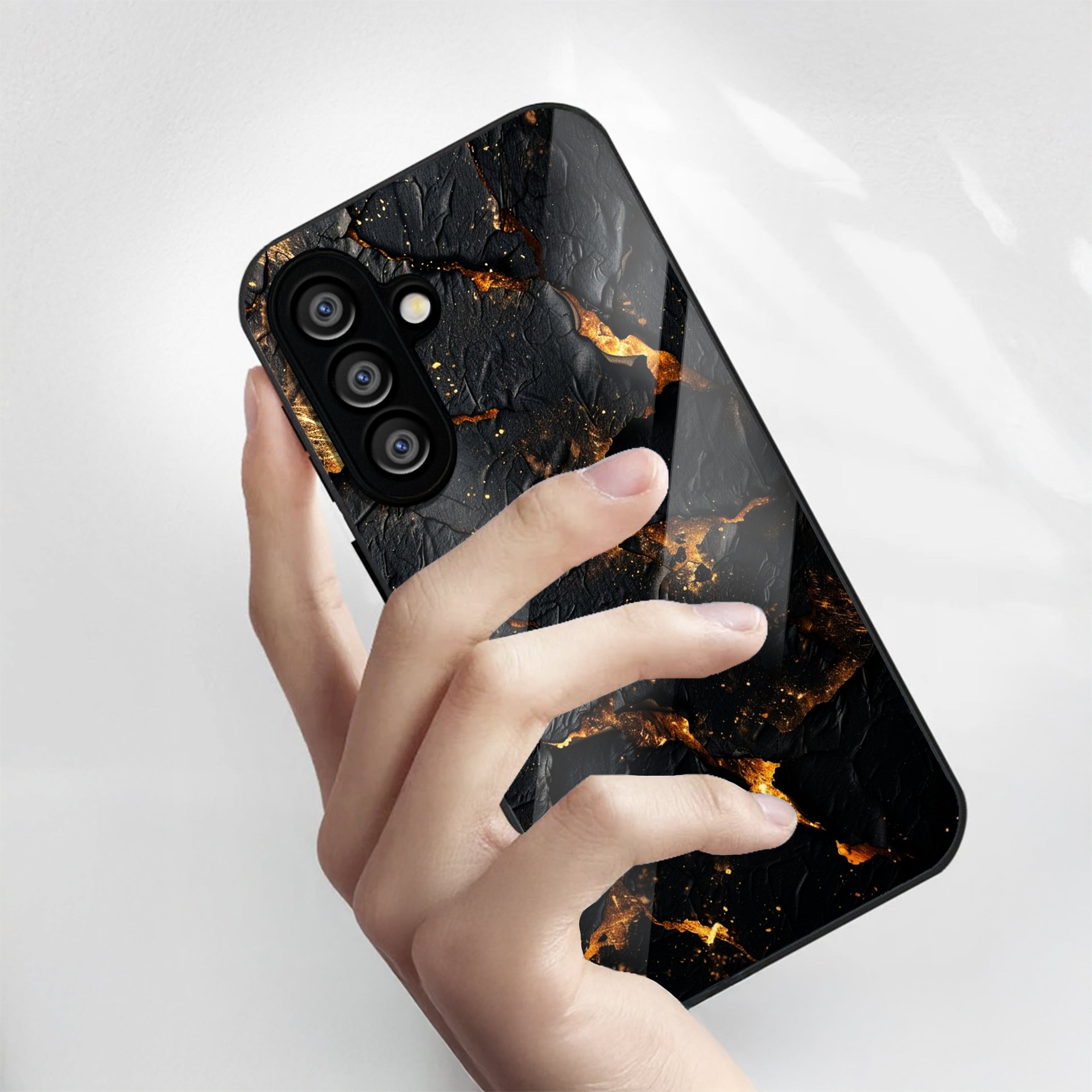 Samsung Galaxy A36 Premium Acrylic Shockproof Glass Back Case (Volcanic Gold)