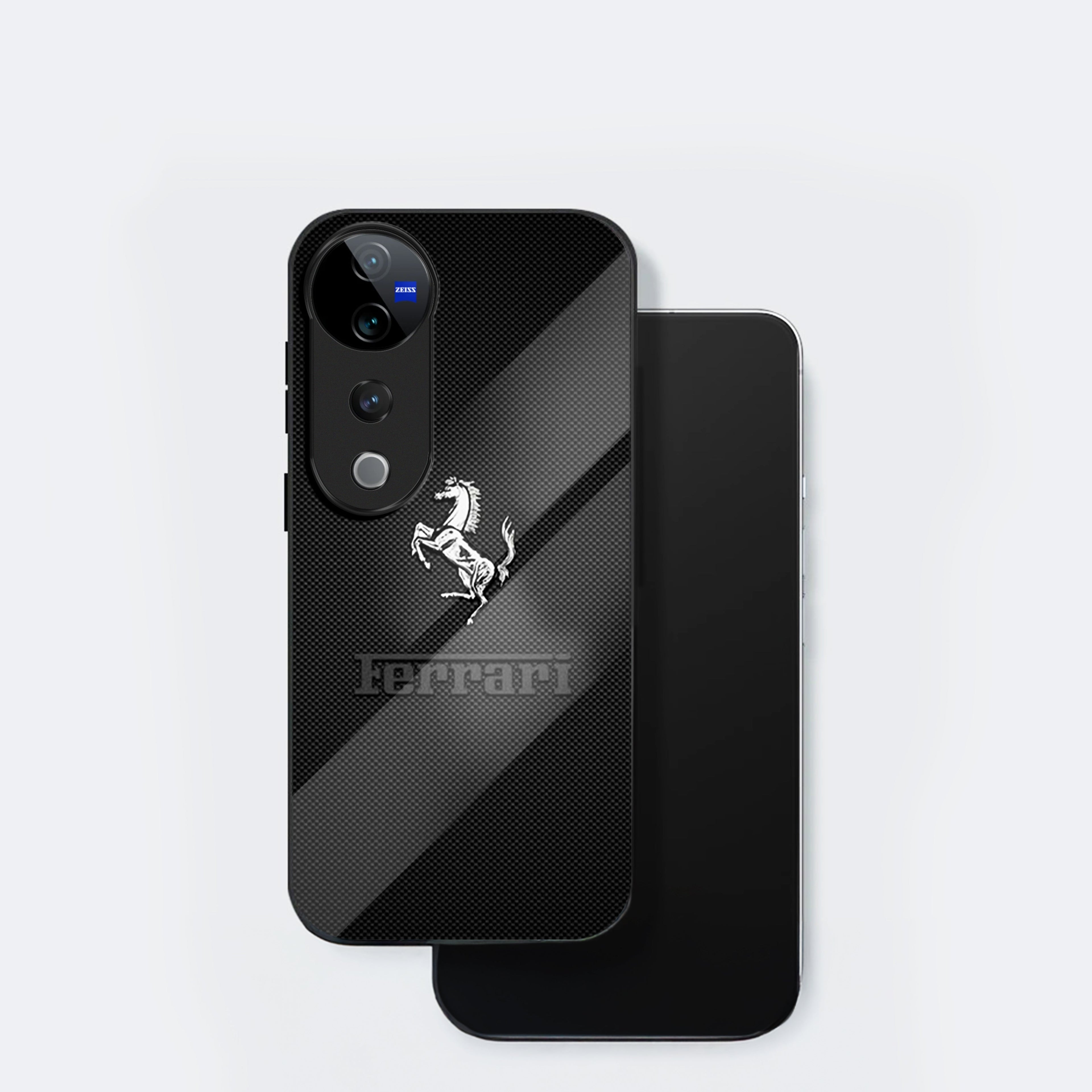 Vivo V40 Pro 5G Premium Acrylic Shockproof Glass Back Case (Ferrari Carbon Fiber)
