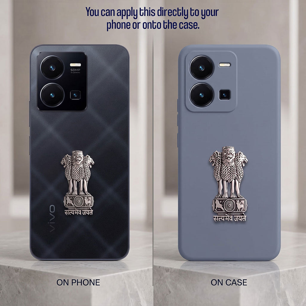 Vivo Y35 5G Compatible Satyamev Jayate 3D Metal Emblem Sticker
