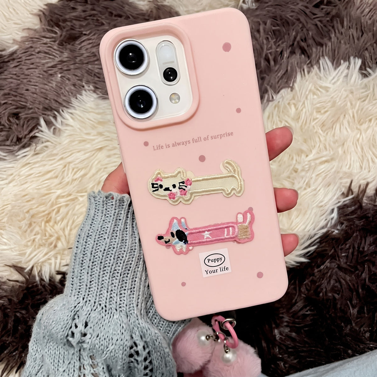 OPPO Reno 14 5G Sweet Character Print Soft Pink Case